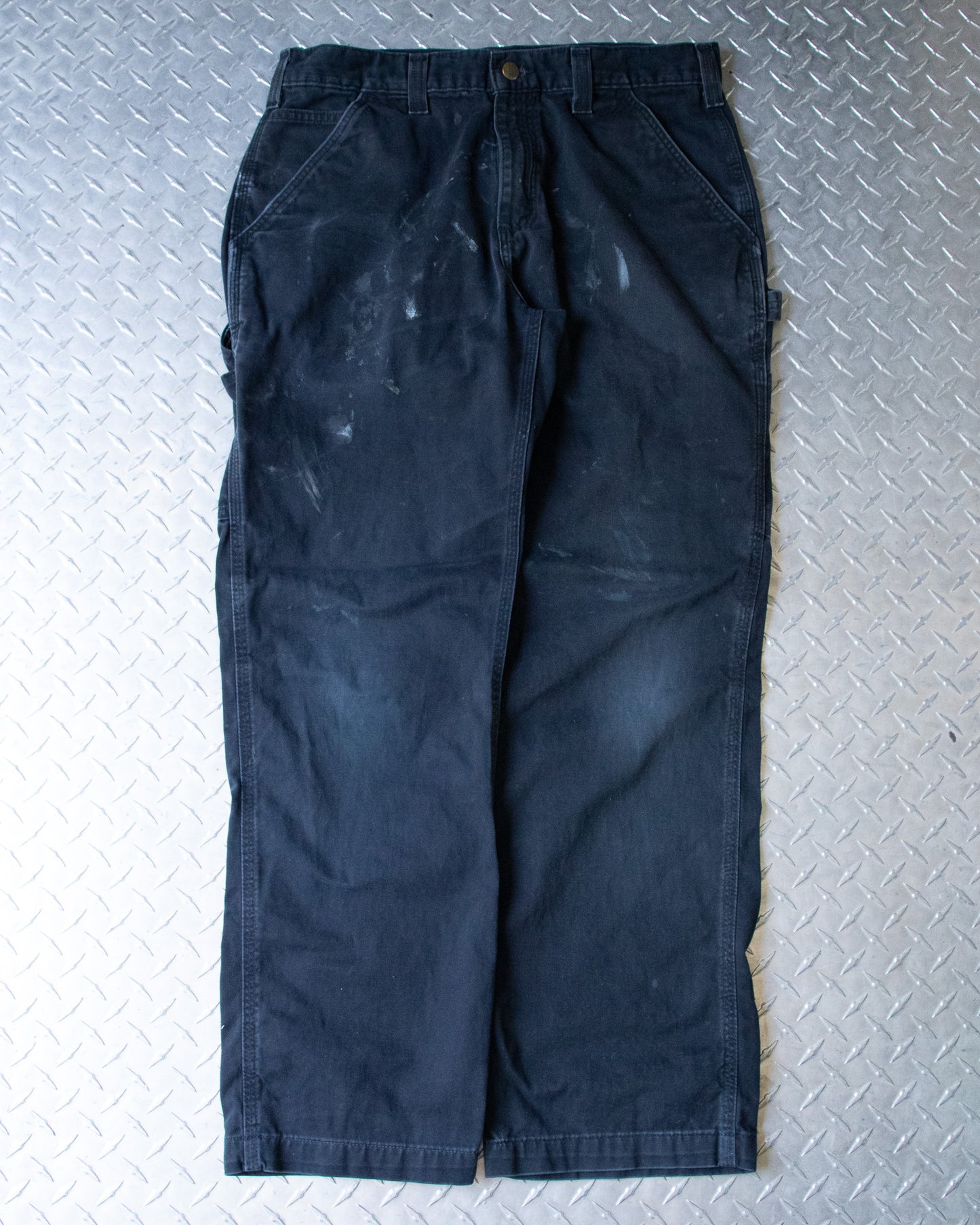 Black Painted Carhartt Carpenter Pants - 34 x 29.5