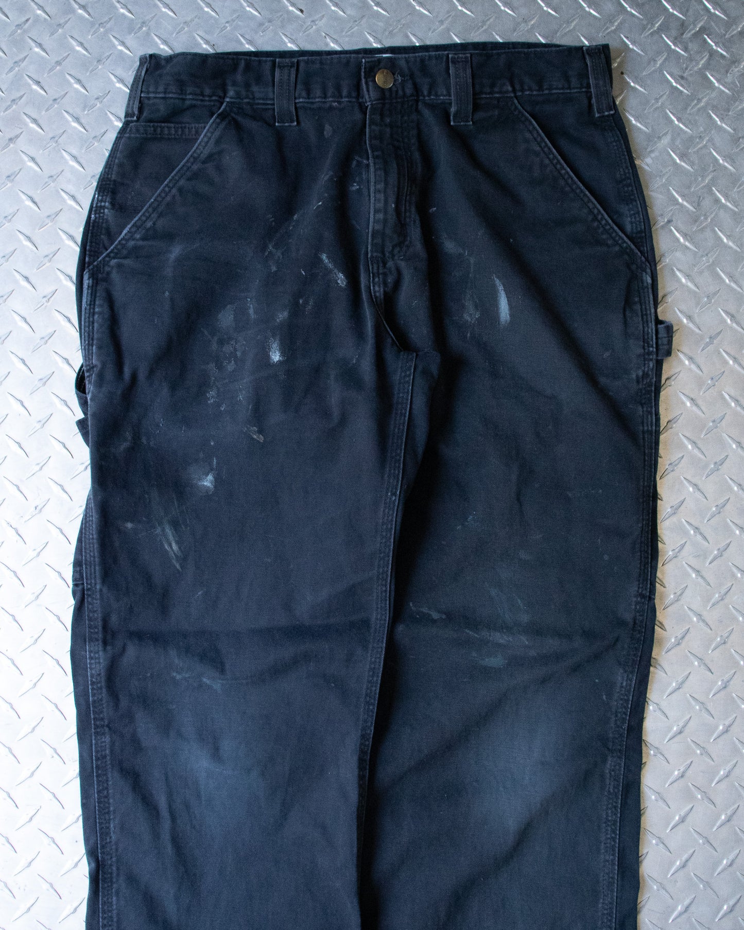 Black Painted Carhartt Carpenter Pants - 34 x 29.5