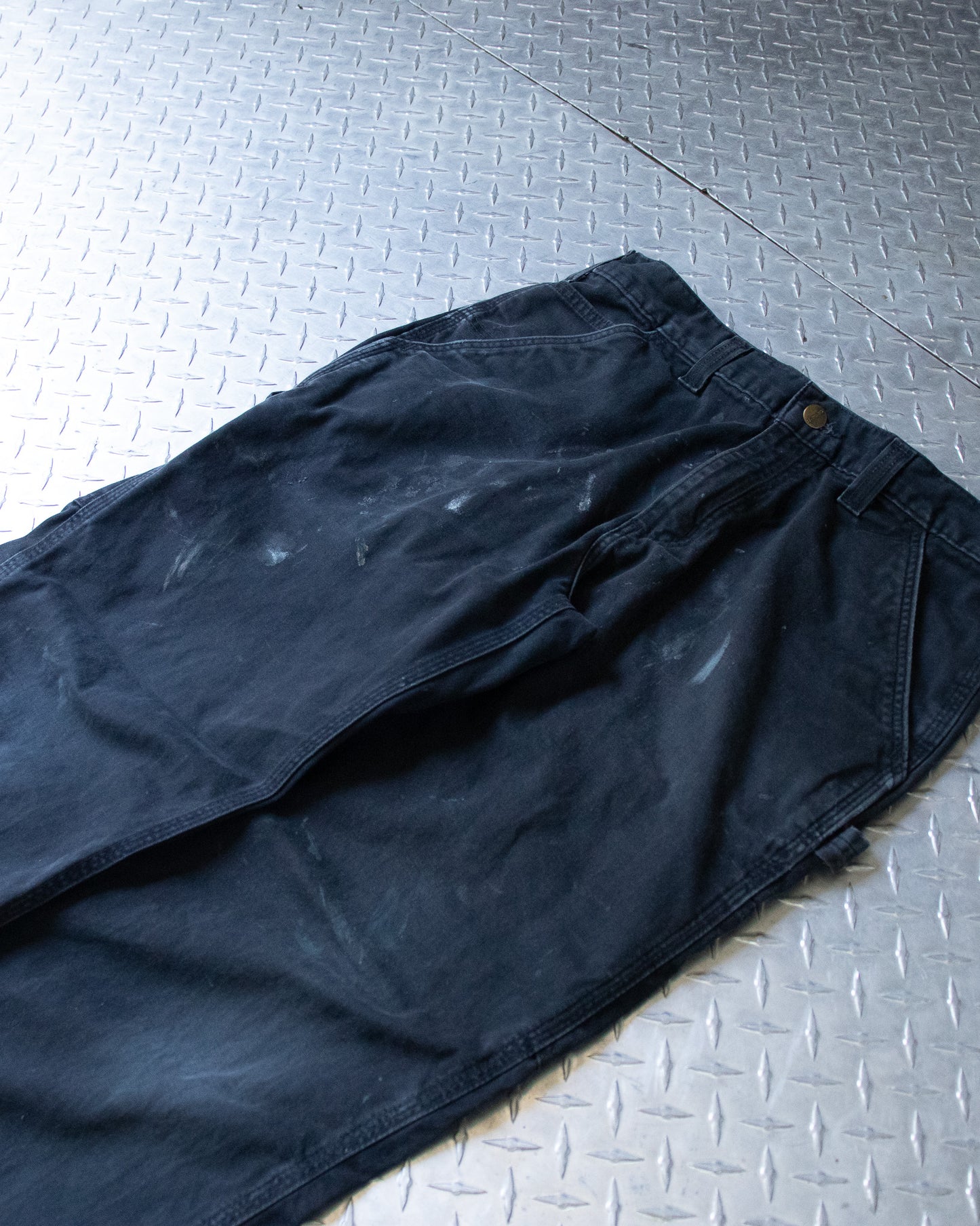 Black Painted Carhartt Carpenter Pants - 34 x 29.5