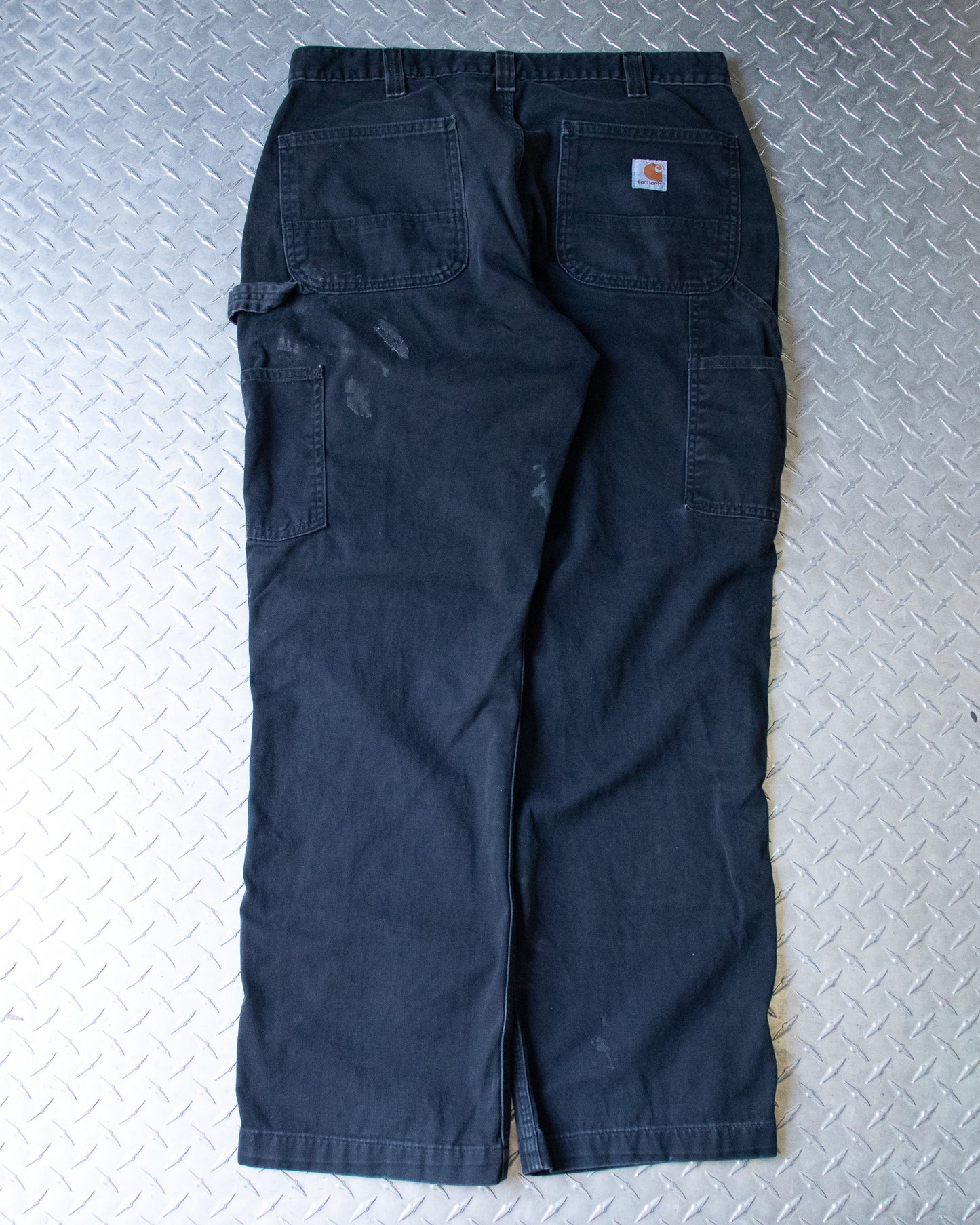 Black Painted Carhartt Carpenter Pants - 34 x 29.5