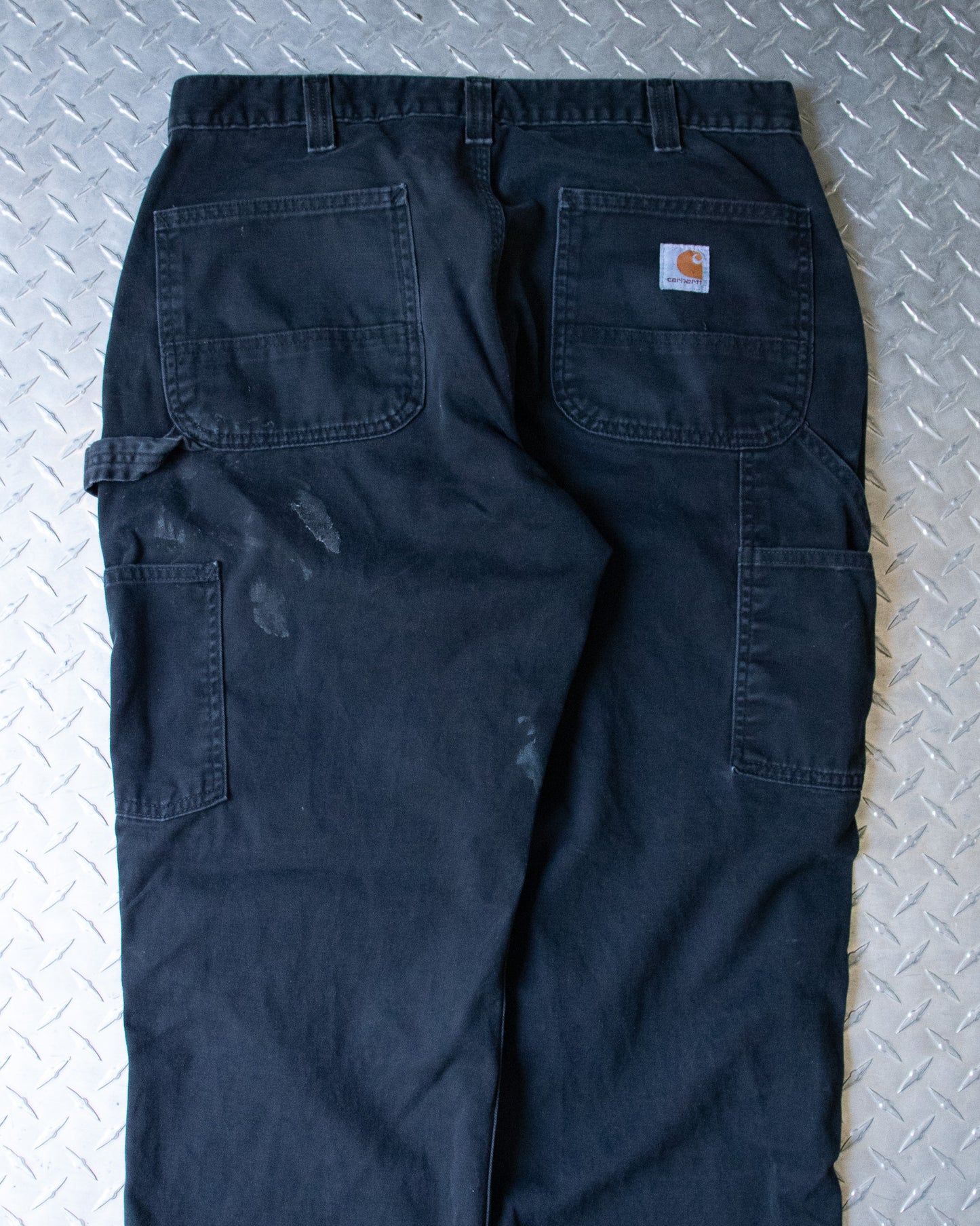 Black Painted Carhartt Carpenter Pants - 34 x 29.5