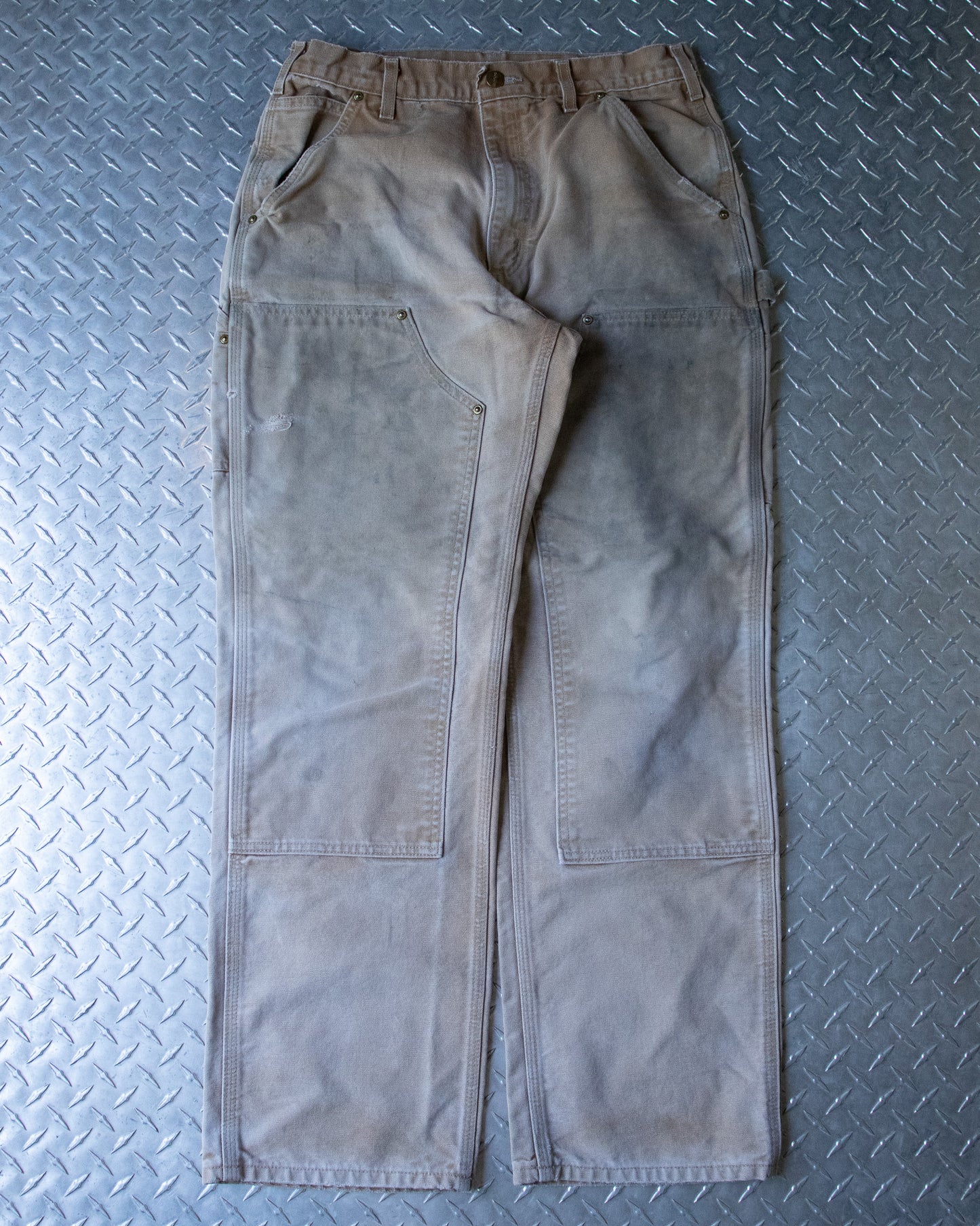 90s Tan Distressed Carhartt Double Knee Pants - 31 x 30