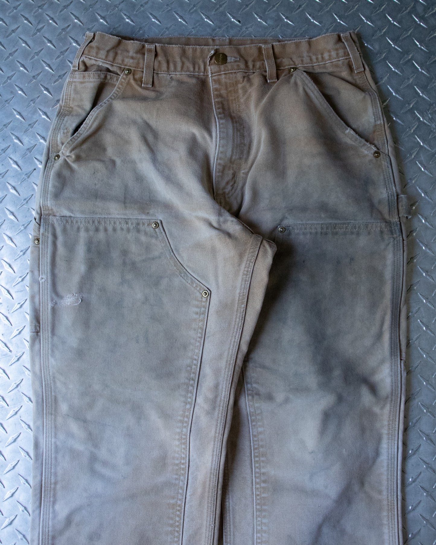 90s Tan Distressed Carhartt Double Knee Pants - 31 x 30