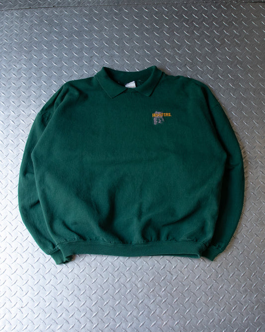 90s Hooters Green Collared Sweatshirt - XL