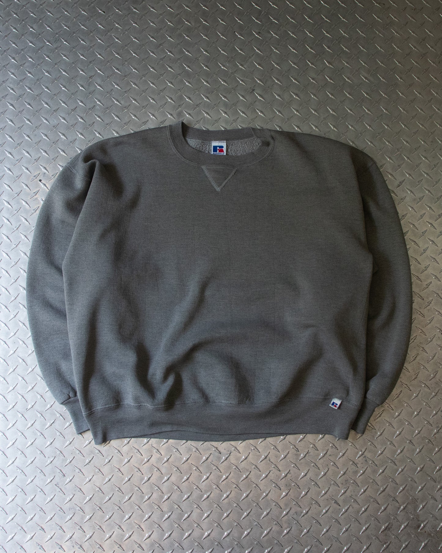 90s Grey Green Russell Crewneck Sweatshirt - XL