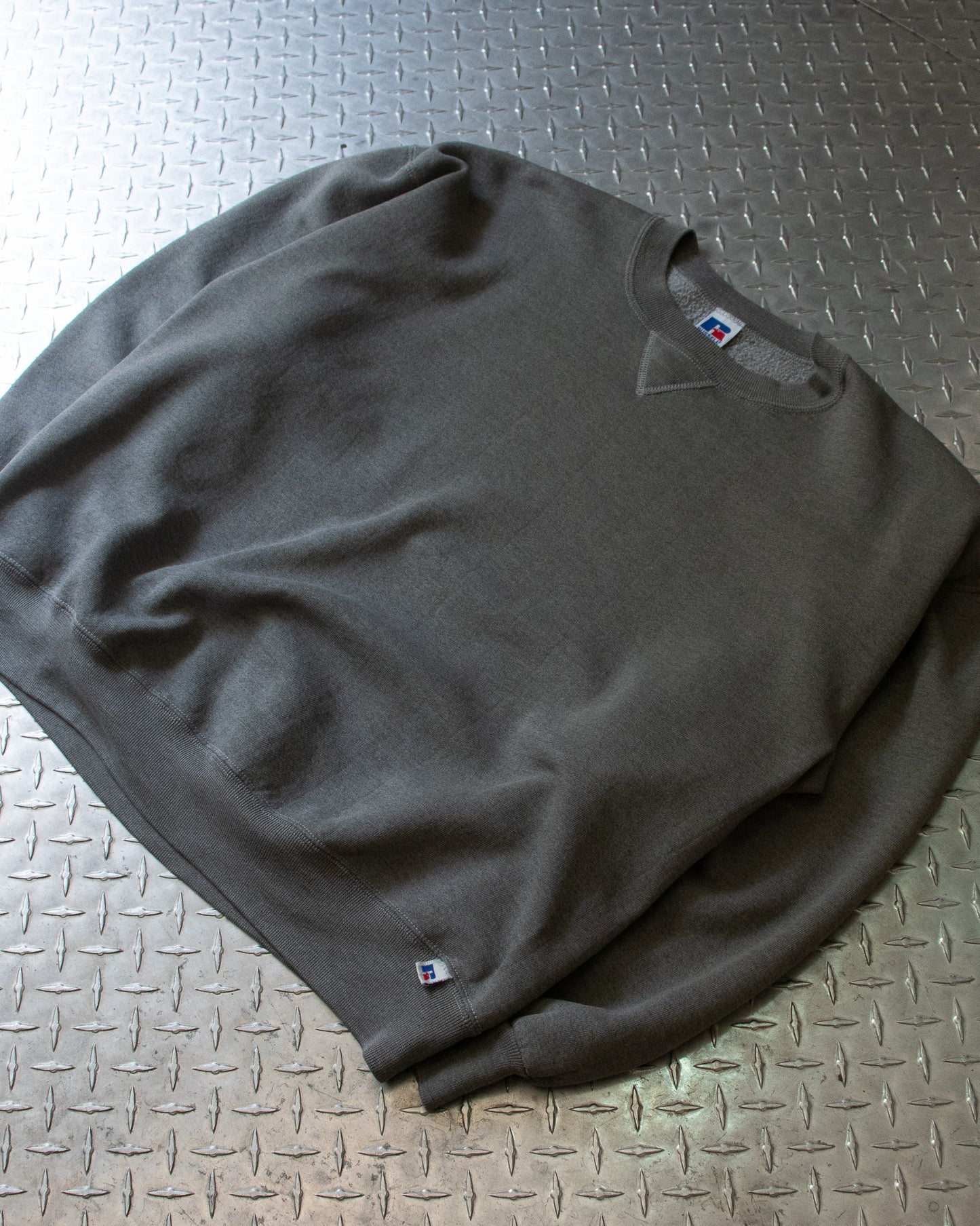 90s Grey Green Russell Crewneck Sweatshirt - XL